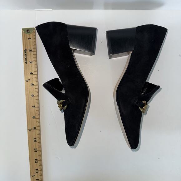 Vis Spiga Women’s Black Suede Block Heel Loafers Size 7 Chain Detail Slip On - Picture 11 of 11